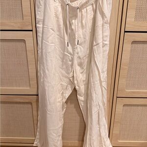 Splendid Ivory Drawstring Wide-Leg Pants